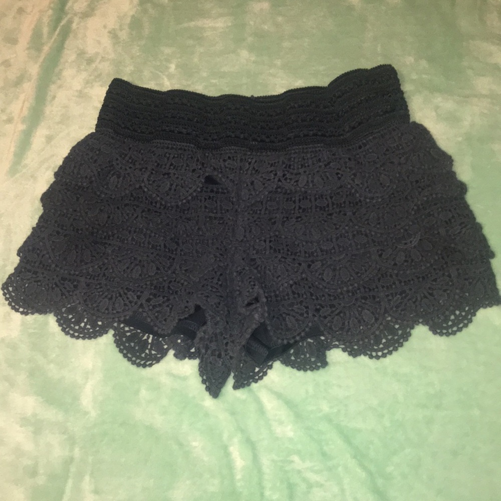 Lace navy greenish shorts.